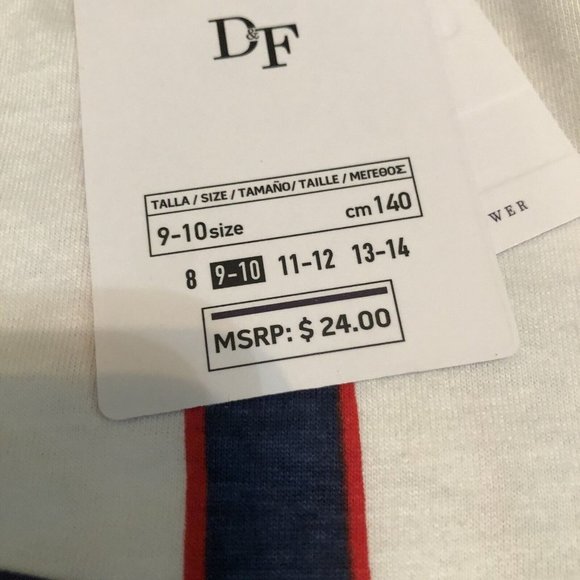 denim & flower ricky singh yourh boys striped USA crew neck boys Tee size 9/10 - Picture 5 of 9